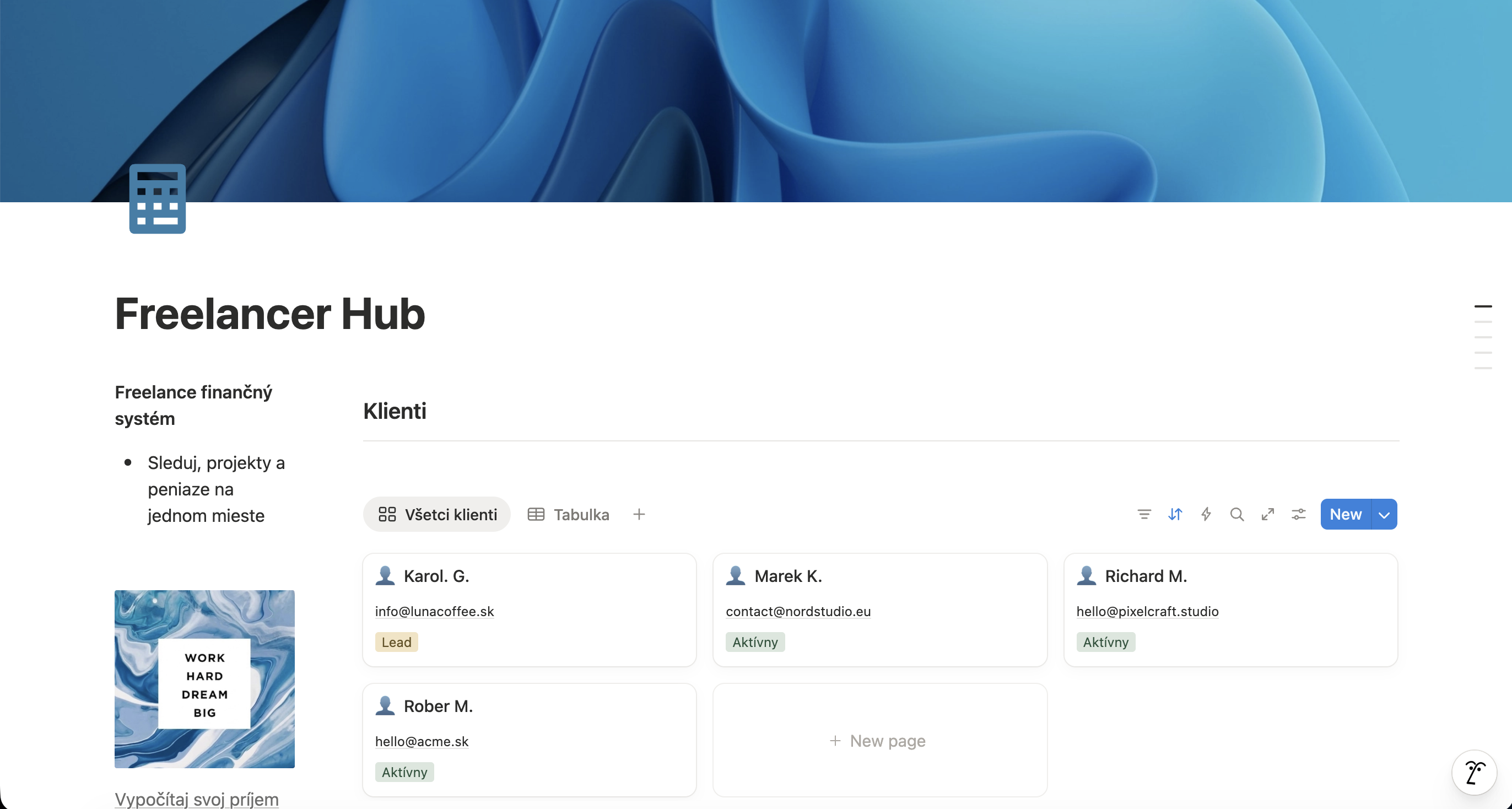 Freelancer Hub workspace preview